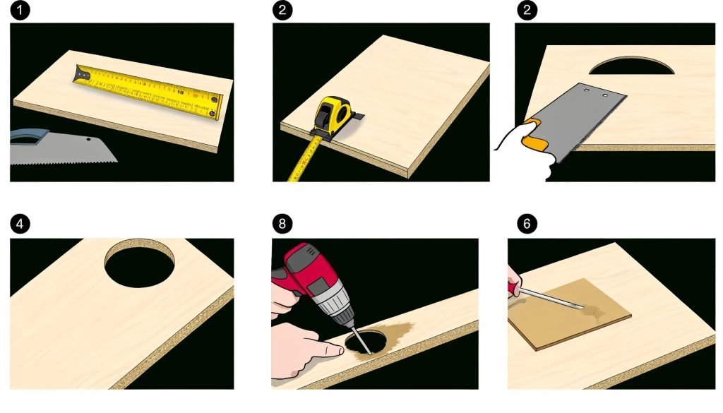 Patching process of a large hole in plywood